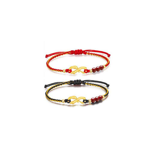 【情人节礼物】六鑫珠宝 莫比乌斯灵蛇朱砂手工编织情侣手绳  S999足银 商品图4