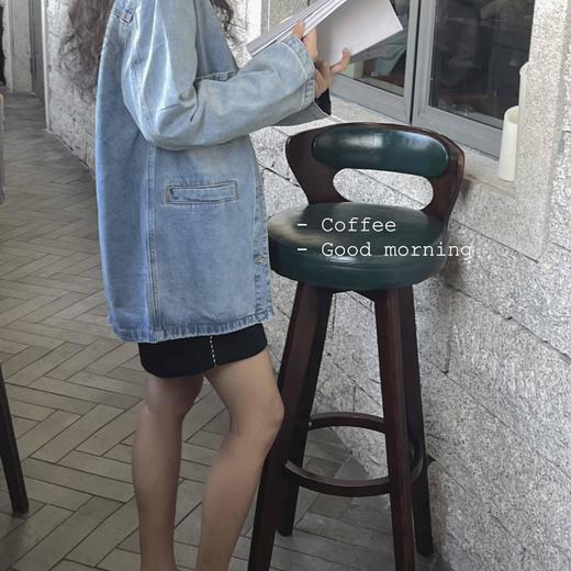 顺丰包邮洛诗琳34829早春新款经典衬衫翻领百搭牛仔拼接外套50235 商品图3