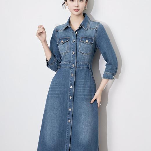 【高货wl】全新升级【铂金会员330/天猫439/差价109】(74417) 洛诗琳优雅通勤复古衬衫式牛仔裙简约休闲连衣裙 商品图1