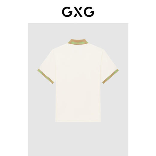 GXG男装 撞色拼接领口精致绣花休闲情侣短袖Polo衫男 商品图1