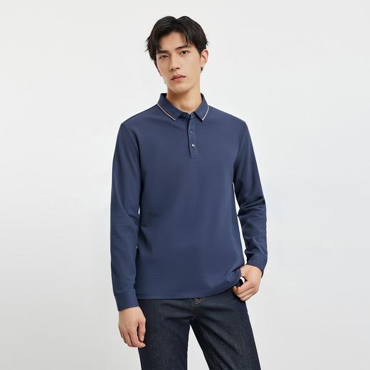 【桑蚕丝混纺】罗蒙春秋男士商务polo衫男长袖时尚舒适翻领百搭长袖t恤男 商品图2