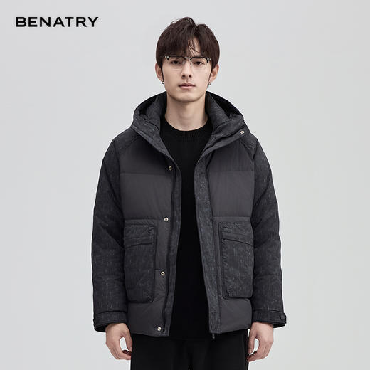 贝纳川大口袋插肩袖连帽男士羽绒服ECT405236 商品图4