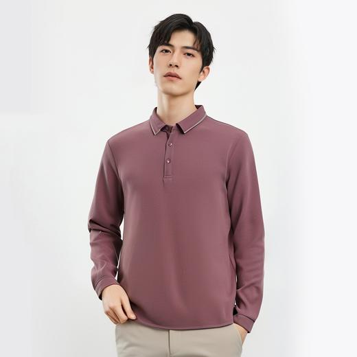 【含桑蚕丝】罗蒙春秋男士商务polo衫男长袖时尚舒适翻领百搭休闲长袖t恤男 商品图1