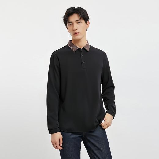 【含桑蚕丝】罗蒙春秋男装商务polo衫男士长袖时尚舒适翻领百搭长袖t恤男 商品图2