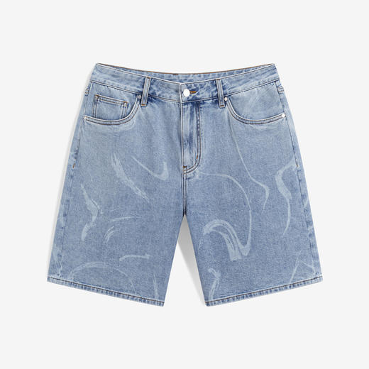 GXG男装 直筒水洗蓝牛仔短裤雷瑟工艺短裤时尚潮流 夏季热卖 商品图4