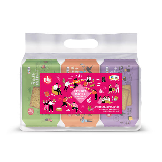 中粮时怡谷物梳打饼干三连包300g（奇亚籽梳打饼干100g+燕麦葱香梳打饼干100g+三色藜麦奶盐梳打饼干100g) 商品图0