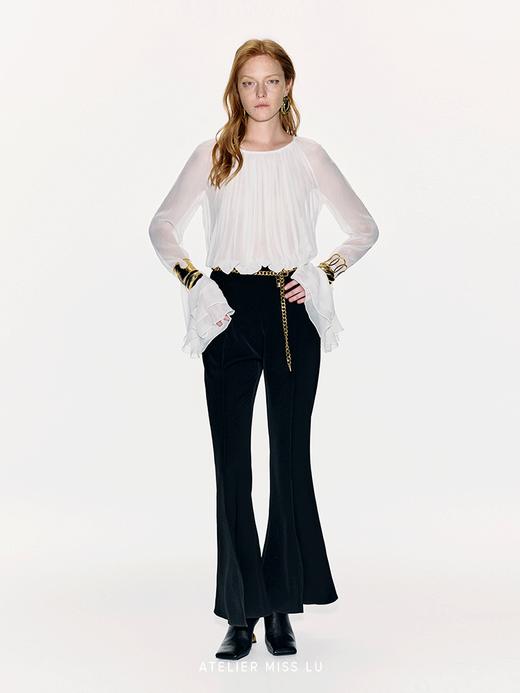 【空境】层次压褶设计透视桑蚕丝上衣 商品图3