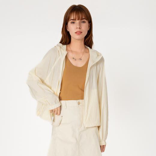 谜底薄款连帽外套长袖女2025春新款百搭简约纯色短外套255MW6020 商品图0