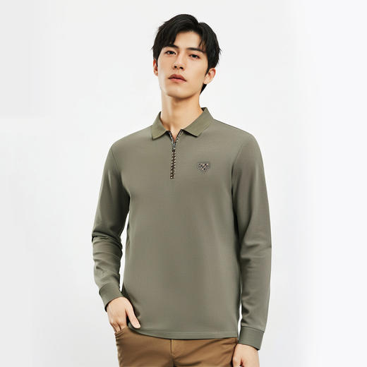 【高周波胸标】罗蒙春秋男士仿丝光polo衫男长袖t恤男商务男士polo衫 商品图1