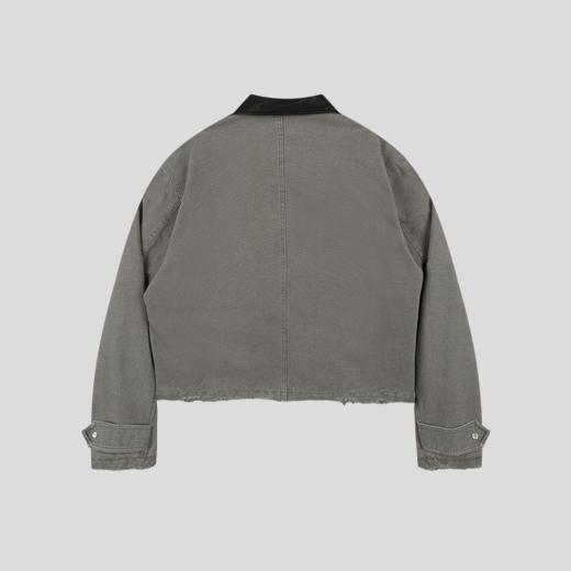 GOODBAI 916 撞色翻领磨毛拼接毛边拉链外套 商品图4