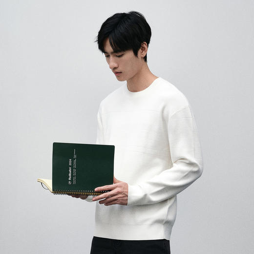 GXG男装 白色提花休闲圆领线衫 24年春季热卖GFX12000951 商品图2