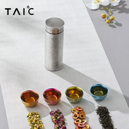 TAIC钛度纯钛保温杯带滤网高档泡茶银羽杯400ML 商品图2