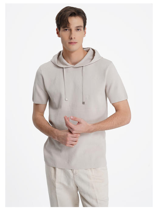 callisto启程系列糯米白短袖连帽针织T恤 商品图2