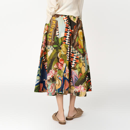 谜底花色半身裙2025春季新品度假风原创印花中长款半裙251MB5002 商品图2