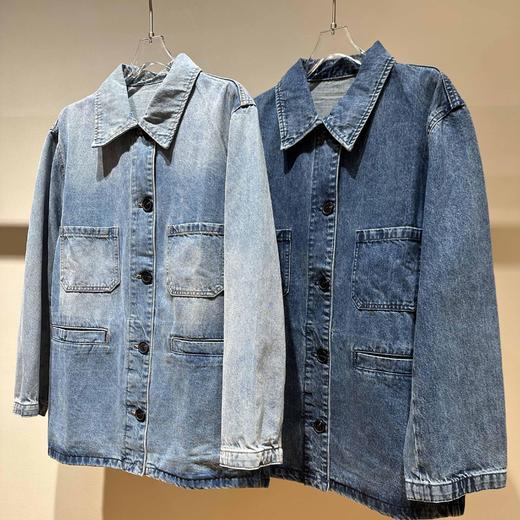 顺丰包邮洛诗琳34829早春新款经典衬衫翻领百搭牛仔拼接外套50235 商品图4