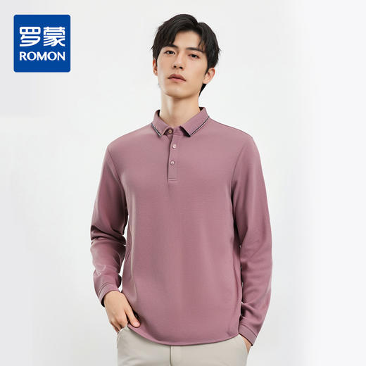【桑蚕丝混纺】罗蒙春秋男士商务polo衫男长袖时尚舒适翻领百搭长袖t恤男 商品图0