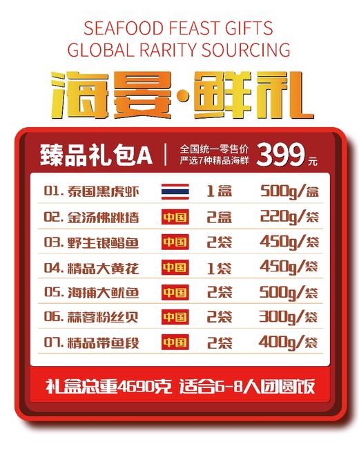 【包邮】丨团购·年货集鱼说海·海宴·鲜礼A369元/4690g适合6-8人团圆饭丨下单后3日内发货 商品图2