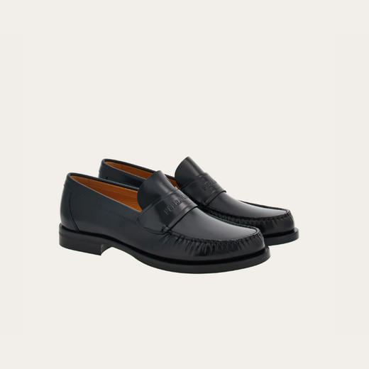 FERRAGAMO 菲拉格慕 男士签名徽标莫卡辛鞋 黑色 762700 商品图1