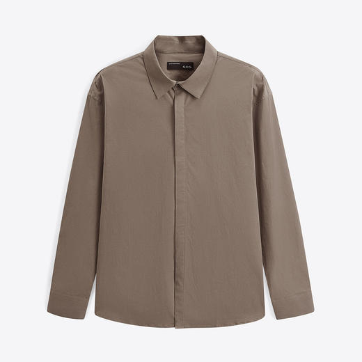 GXG男装 棕色极简易打理衬衫 2024年春季热卖GFX10301021 商品图4