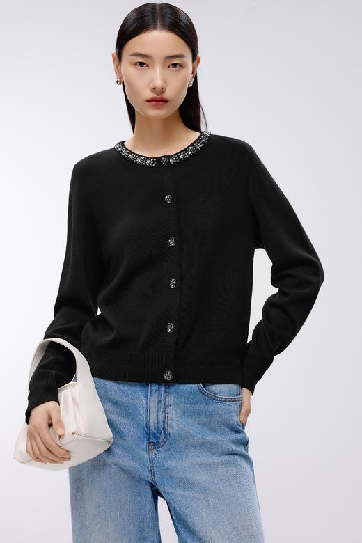 朗姿	针织开衫夜幕黑色LRJK03KCD208B01 商品图2