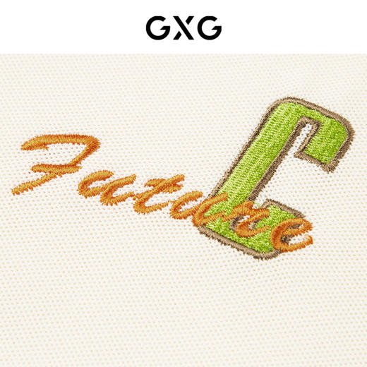 GXG男装 撞色拼接领口精致绣花休闲情侣短袖Polo衫男 商品图3