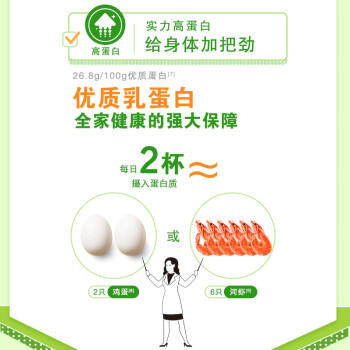 伊利脱脂高纤全家奶粉 成人奶粉 脱脂奶粉 送礼 营养高钙高蛋白 850g 商品图6