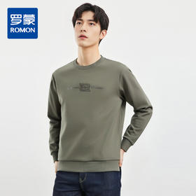 【桑蚕丝混纺】罗蒙春秋男装卫衣激光雕花卫衣男士休闲百搭卫衣圆领长袖T恤上衣男