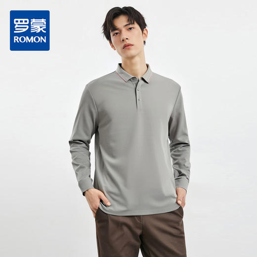 【桑蚕丝混纺】罗蒙春秋男士商务polo衫男长袖时尚舒适翻领百搭长袖t恤男 商品图0