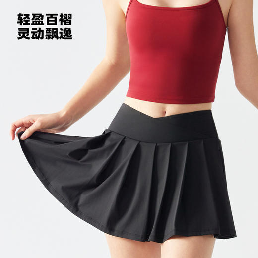 跃牌【海听系列】假两件百褶瑜伽裙女防走光羽毛球网球健身运动短裙XC12 商品图1