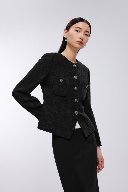 朗姿粗花呢短截上衣黑色LSJK00CCJ120B11 商品图5