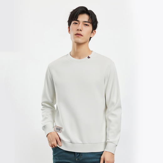 【桑蚕丝混纺 多色】罗蒙春秋男装时尚卫衣男士布标绣花卫衣时尚休闲圆领长袖T恤男 商品图1