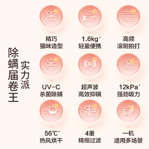 海尔（Haier）家用萌宠除螨仪 UV-C杀菌 超声波除螨 56°C立体热风烘干 高清屏显HZ-CM1F 商品图3