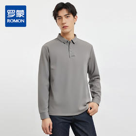 【双面含桑蚕丝】罗蒙春秋男士绣花polo衫男长袖t恤男polo衫男