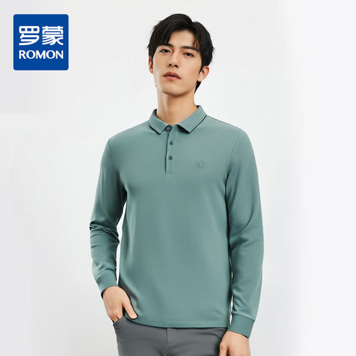 【高周波胸标】罗蒙春秋男士仿丝光polo衫男长袖t恤男商务男士polo衫 商品图0