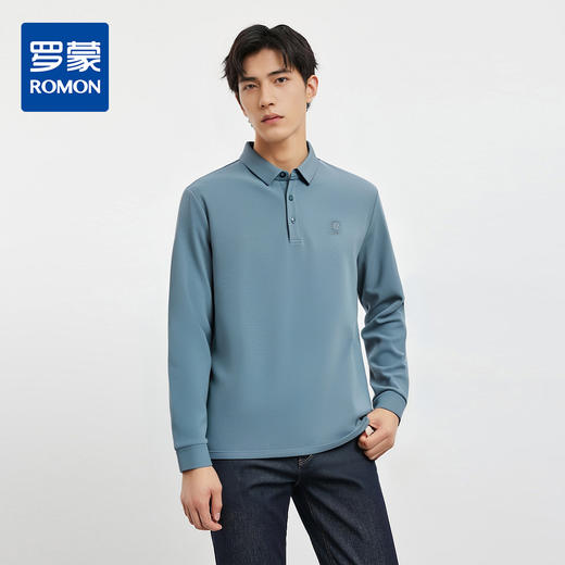 【双面含桑蚕丝】罗蒙春秋男士商务polo衫男长袖t恤男春秋男士polo衫 商品图0
