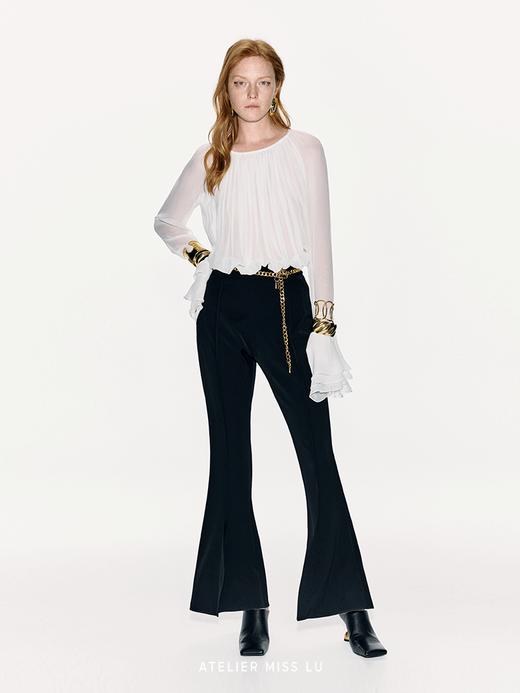 【空境】层次压褶设计透视桑蚕丝上衣 商品图1