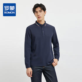 罗蒙男士春秋长袖Polo衫经典翻领百搭舒适商务长袖t恤男通勤Polo上衣