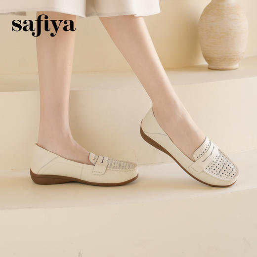Safiya/索菲娅2025春百搭一脚蹬镂空软底浅口休闲坡跟单鞋 SFD1111127 商品图2