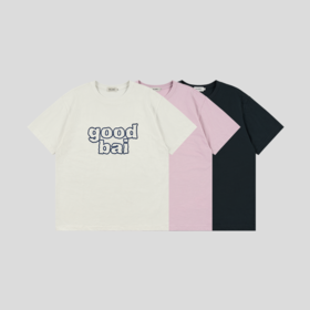 GOODBAI 粗体镂空小写logo撞色印花圆领oversize短袖T恤