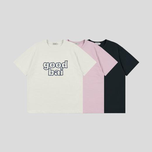 GOODBAI 粗体镂空小写logo撞色印花圆领oversize短袖T恤 商品图0