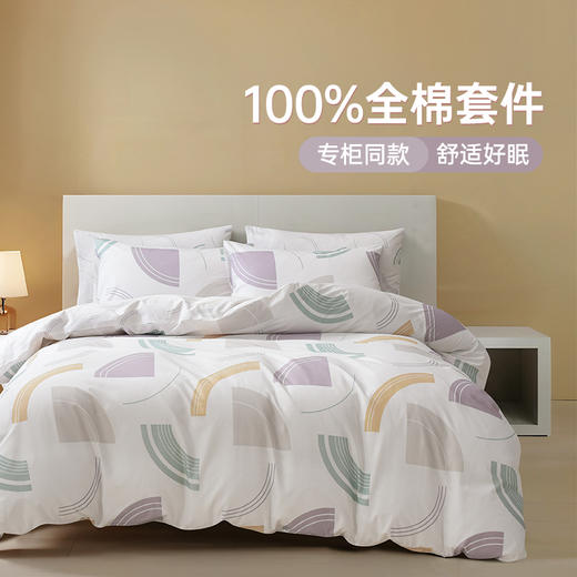 2025年春夏新品雅芳婷精梳全棉四件套ins风几何图案纯棉被套套件 商品图0