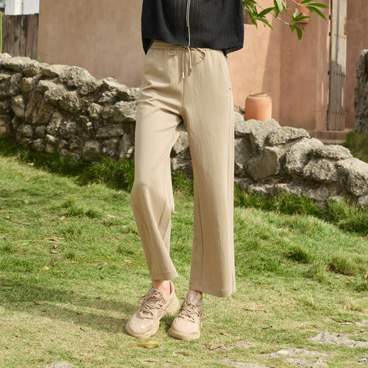 半身缘女裤 春季垂感显高显瘦松紧腰针织拖地裤251102U10302745 商品图2