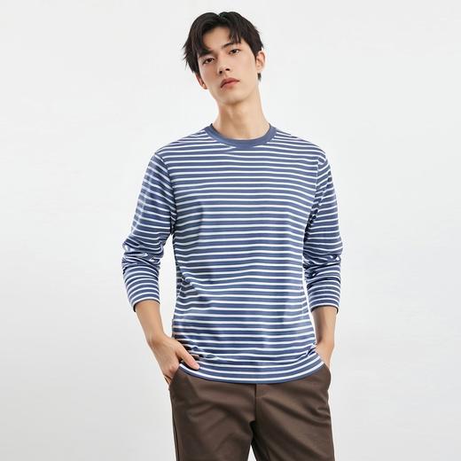 【桑蚕丝混纺】罗蒙春夏男装绣花胸标海魂衫t恤男长袖t恤男时尚男士t恤长袖男 商品图5