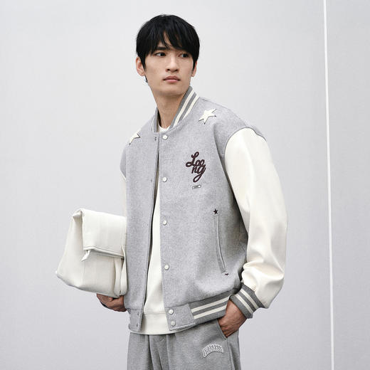 GXG男装 新年系列灰色棒球领夹克 24春季热卖GFX12101151 商品图2