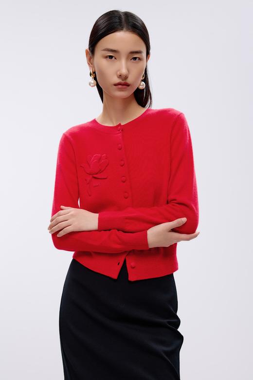 朗姿针织开衫大红色LCJK00KCD716R41 商品图6