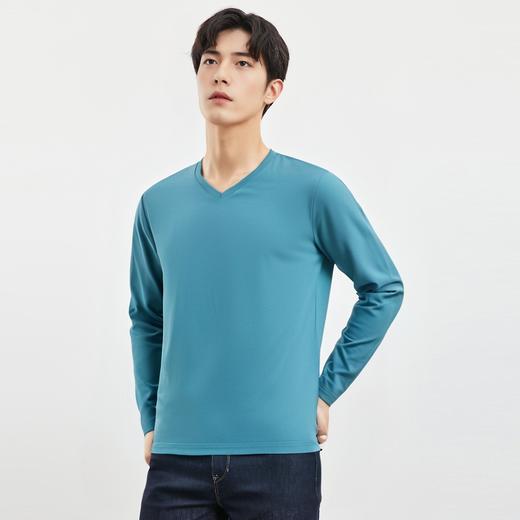 【珠地面料】罗蒙春夏V领t恤男长袖t恤男舒适男士t恤长袖上衣男体恤 商品图3