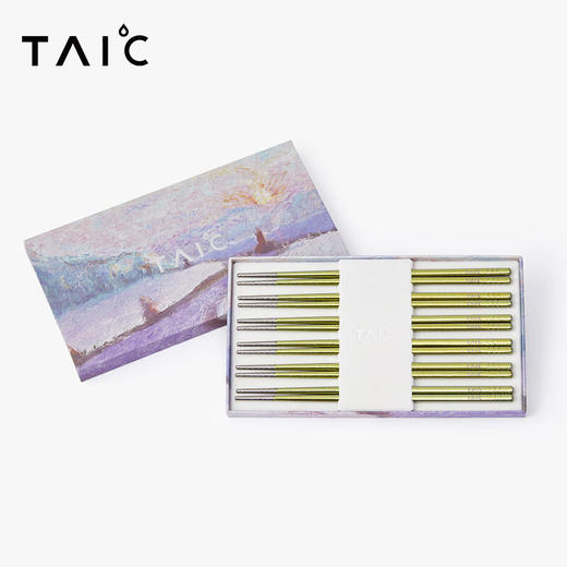 TAIC太可钛度纯钛筷子防滑防烫家用便携安全抑菌高档餐具套装6双装 商品图4