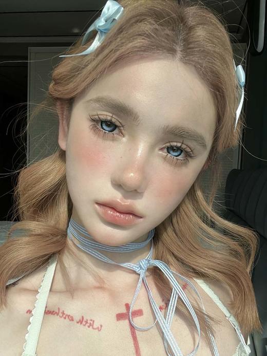 Hanawink 半年抛美瞳 哭哭奶酪蓝 直径14.5mm着色14.2mm 商品图7