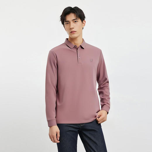 【双面含桑蚕丝】罗蒙春秋男士商务polo衫男长袖t恤男春秋男士polo衫 商品图1
