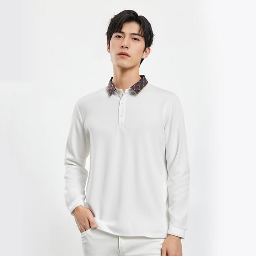 【含桑蚕丝】罗蒙春秋男装商务polo衫男士长袖时尚舒适翻领百搭长袖t恤男 商品图1